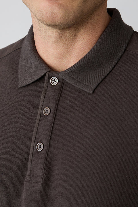Koyu Kahve Polo Yaka Regular Fit Pamuklu Sweatshirt