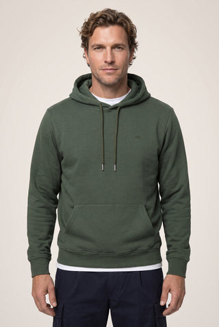 Orta Haki Kapüşonlu Cepli Regular Fit Şardonlu Sıcak Tutan Pamuklu Basic Sweatshirt
