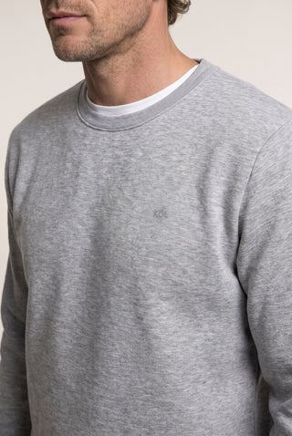 Orta Gri Melanj Bisiklet Yaka Regular Fit Pamuklu Şardonlu Sıcak Tutan Basic Sweatshirt