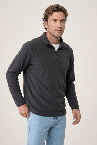 Orta Antrasit Fermuarlı Bato Yaka Regular Fit Polar Sweatshirt
