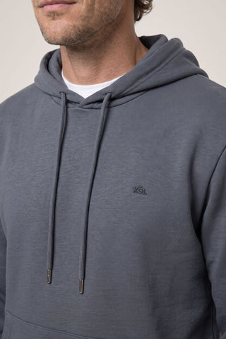 Orta Antrasit Kapüşonlu Regular Fit Pamuklu Cepli Sweatshirt