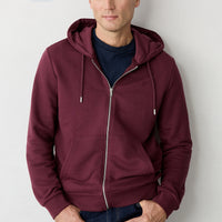 Dark Burgundy Hooded Zip-Through Regular Fit Sweatshirt