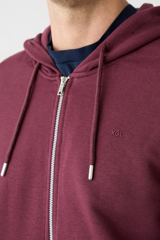 Koyu Bordo Kapüşonlu Fermuarlı Regular Fit Sweatshirt