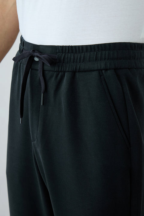 Dark Navy Regular Fit Lycra Plain Drawstring Elasticated Sweatpants