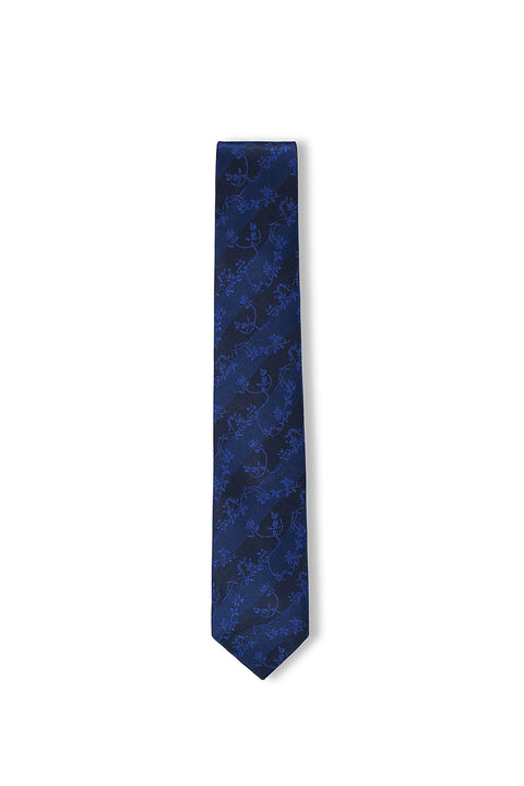 Mid Navy Floral Pattern Tie (7.5 cm)