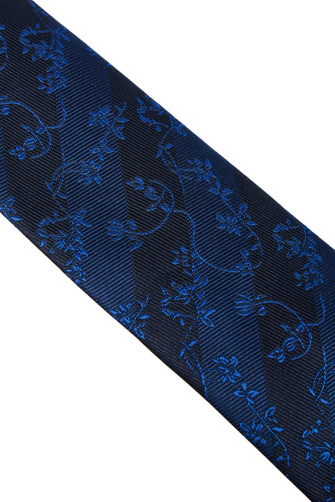 Mid Navy Floral Pattern Tie (7.5 cm)
