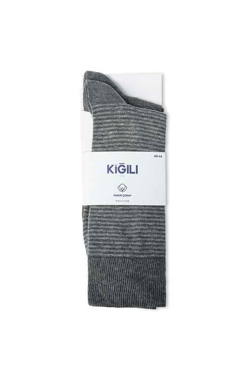 Mid Smoke Melange 2-Pack Cotton Patterned Ankle Socks