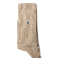 Medium Beige Single Cotton Blend Patterned Ankle Socks