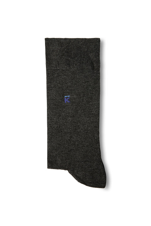 Medium Anthracite Melange Single Bamboo Blend Plain Ankle Socks
