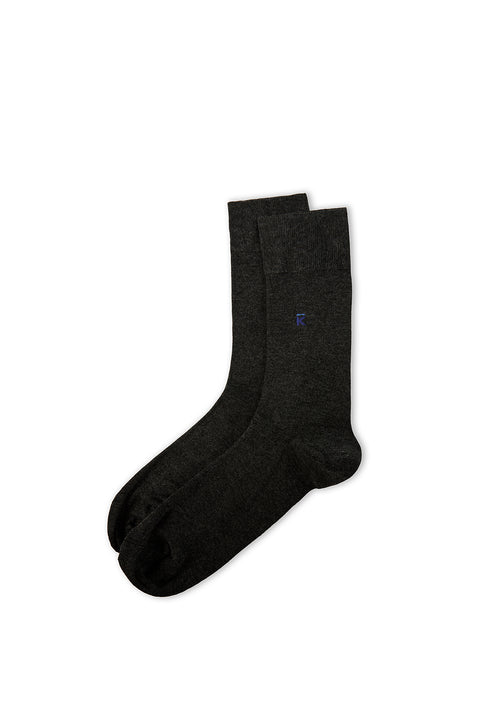 Medium Anthracite Melange Single Bamboo Blend Plain Ankle Socks