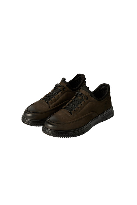 Mid Anthracite Lace-Up Leather Sneakers