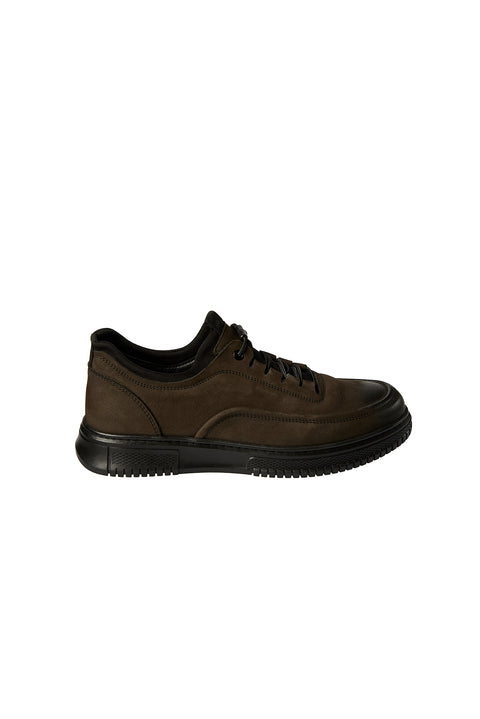 Mid Anthracite Lace-Up Leather Sneakers