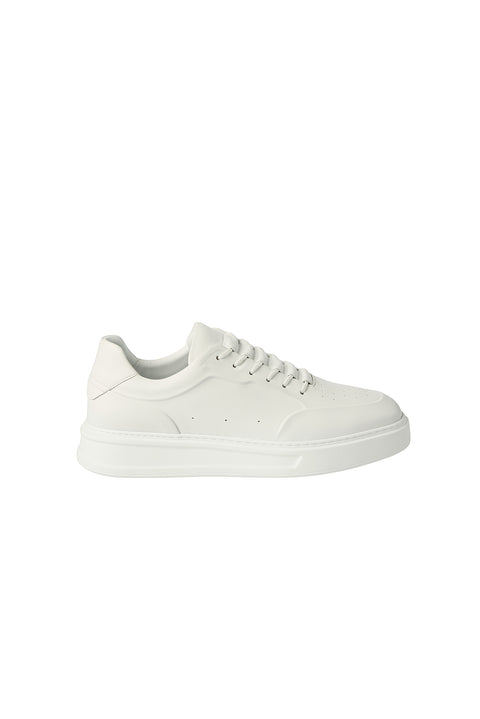 White Lace-Up Sneaker Leather Shoes
