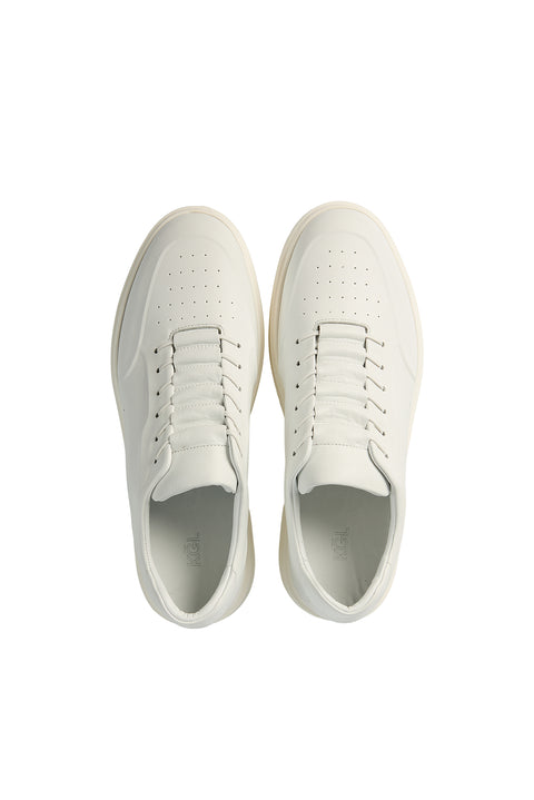 White Lace-Up Sneaker Leather Shoes
