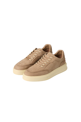 Orta Vizon Bağcıklı Sneaker Deri Ayakkabı