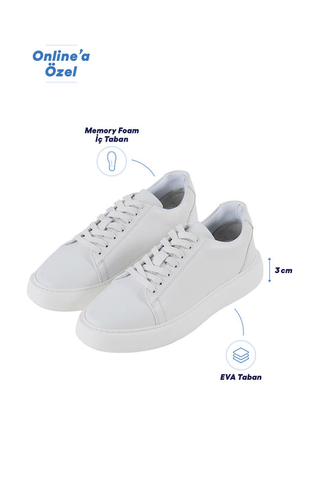 Beyaz Memory Foam EVA Taban Rahat Konforlu Günlük Spor Sneaker Ayakkabı