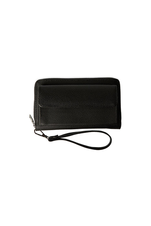 Black Floater Faux Leather Portfolio Bag (W 20* H 11) with Phone Compartment (W 9* H 18)