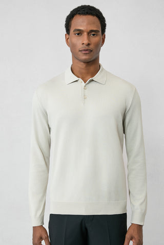 Taş Regular Fit Düğmeli Polo Yaka Triko Kazak