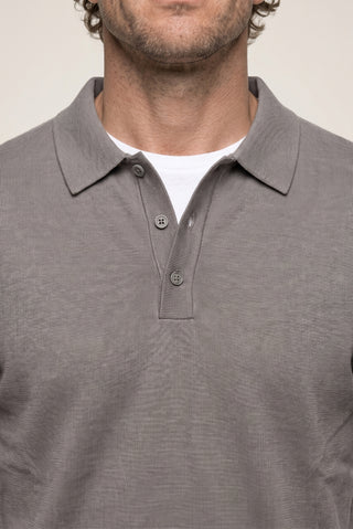 Orta Antrasit Regular Fit Düğmeli Polo Yaka Triko Kazak