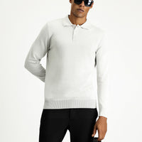 Stone Collar Regular Fit Cotton Knit Sweater