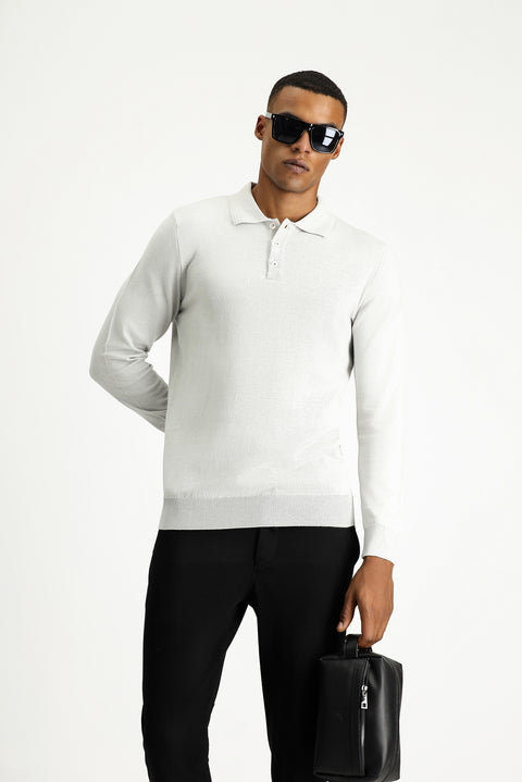 Stone Collar Regular Fit Cotton Knit Sweater