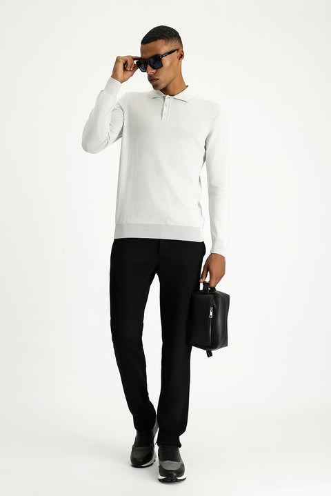 Stone Collar Regular Fit Cotton Knit Sweater