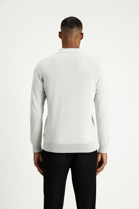Stone Collar Regular Fit Cotton Knit Sweater