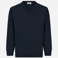 Dark Navy V-Neck Regular Fit Warm Wool Knit Sweater