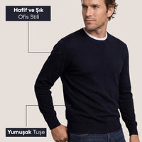 Dark Navy Crew Neck Regular Fit Knitted Sweater