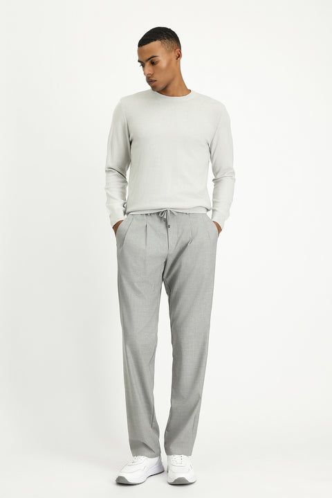 Stone Crew Neck Regular Fit Cotton Knit Sweater