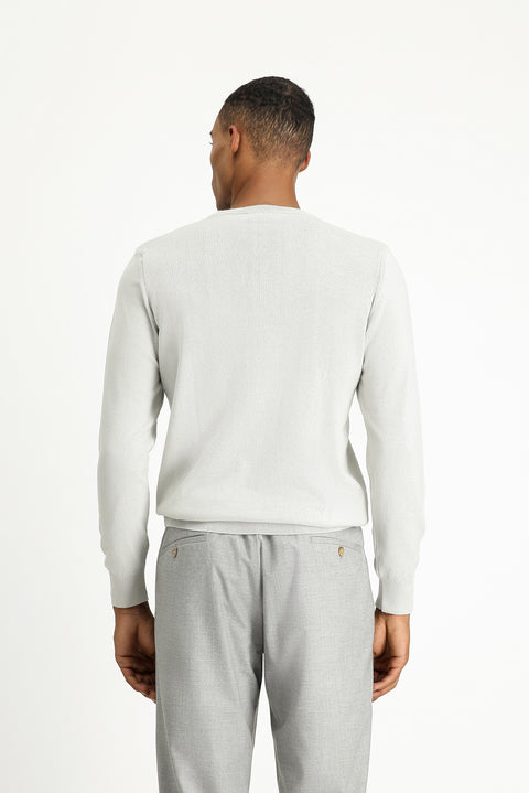 Stone Crew Neck Regular Fit Cotton Knit Sweater