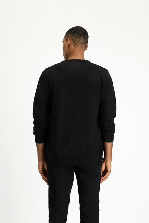 Black Cotton Knit Cardigan