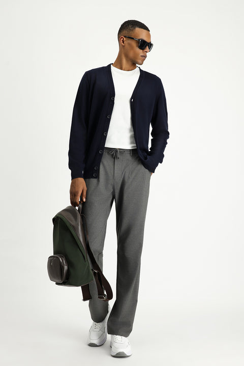 Dark Navy Cotton Knit Cardigan