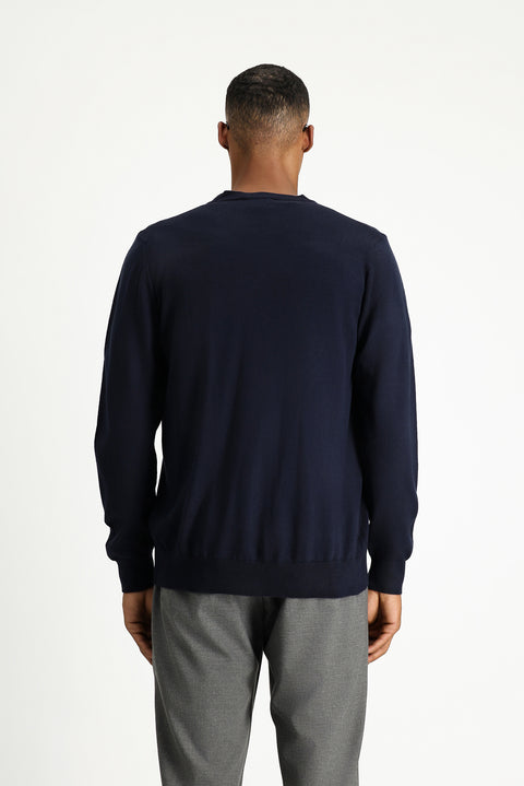 Dark Navy Cotton Knit Cardigan