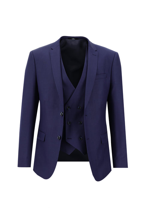 Medium Navy 7 Drop Super Slim Fit Extra Narrow Cut Suit with Vest