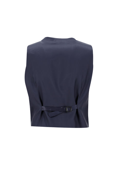 Medium Navy 7 Drop Super Slim Fit Extra Narrow Cut Suit with Vest