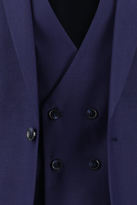 Medium Navy 7 Drop Super Slim Fit Extra Narrow Cut Suit with Vest