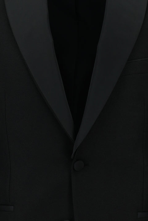 Siyah 7 Drop Slim Fit Dar Kesim Şal Yaka Smokin & Damatlık