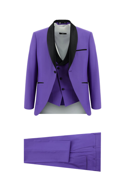 Lilac 7 Drop Slim Fit Narrow Cut Shawl Collar Vest Tuxedo & Groom Suit
