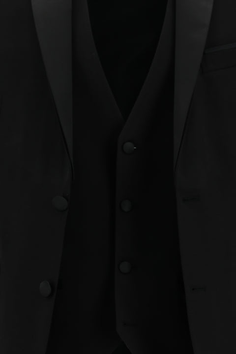 Black 7 Drop Slim Fit Narrow Cut Shawl Collar Vest Tuxedo & Groom Suit