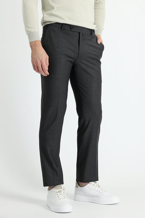 Medium Anthracite 7 Drop Slim Fit Narrow Cut Classic Wool Fabric Trousers