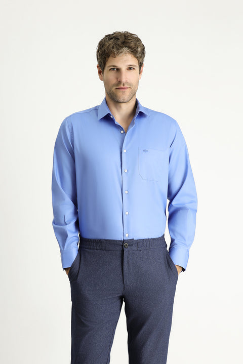 Aqua Blue Long Sleeve Classic Non-Iron Cotton Shirt