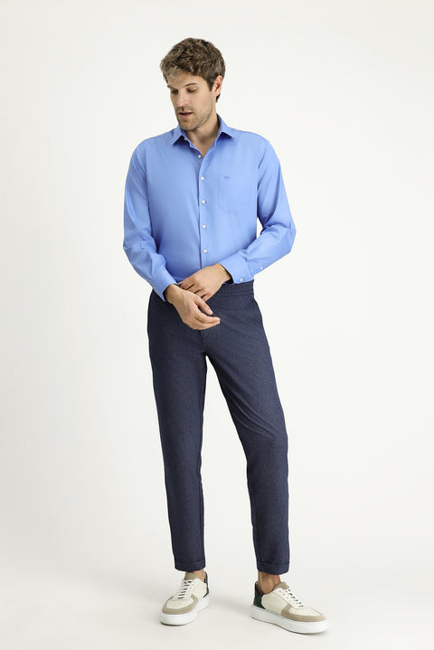 Aqua Blue Long Sleeve Classic Non-Iron Cotton Shirt