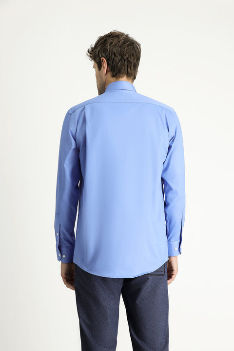 Aqua Blue Long Sleeve Classic Non-Iron Cotton Shirt