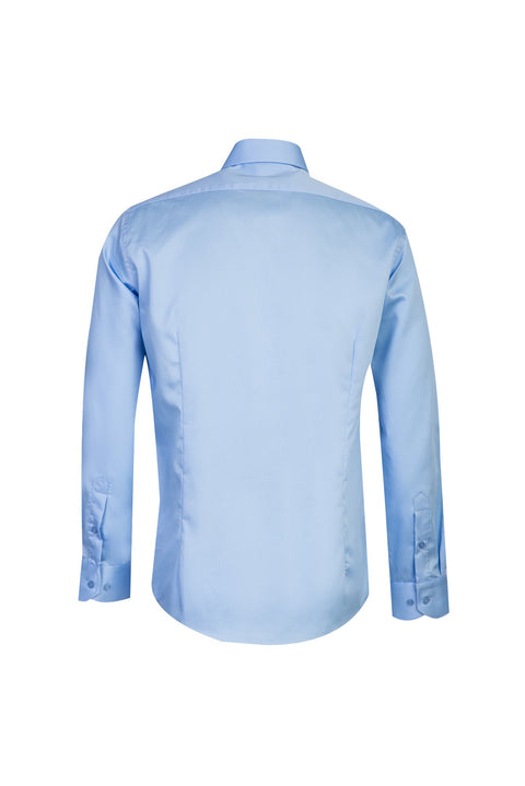 Light Blue Long Sleeve Slim Fit Classic Non-Iron Satin Cotton Shirt