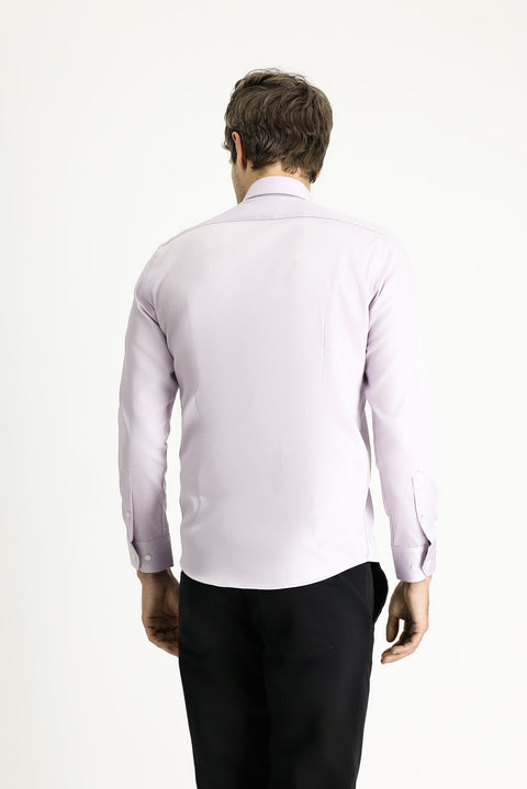 Lilac Long Sleeve Slim Fit Classic Non-Iron Satin Cotton Shirt