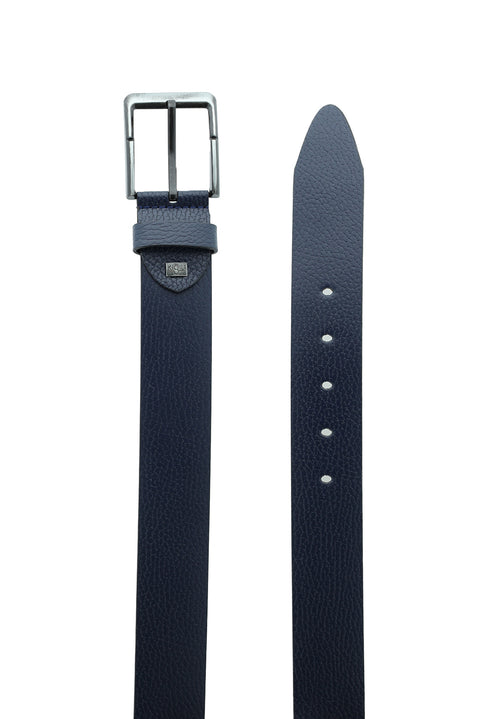 Dark Navy Sporty Patterned Leather Belt