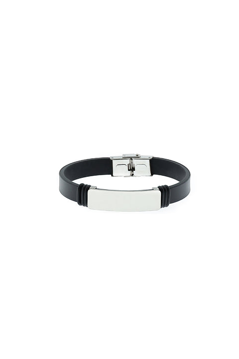 Black Rubber Steel Bracelet