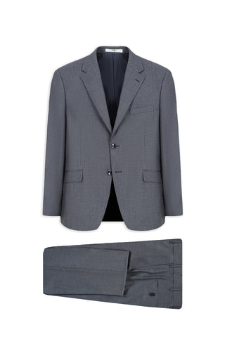 Açık Lacivert 4 Drop Relaxed Fit Rahat Kesim Mono Yaka Desenli Takım Elbise