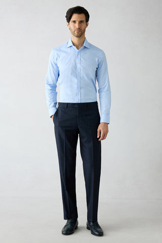 Koyu Lacivert 6 Drop Regular Fit Standart Kesim Sivri Yaka Kruvaze Ekose Takım Elbise